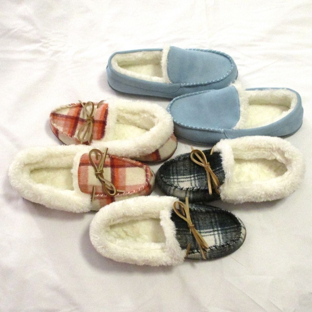 SONOMA SLIPPER BUNDLE OF 3 - BABY BLUE, AND 2 PLAIDS - NWT